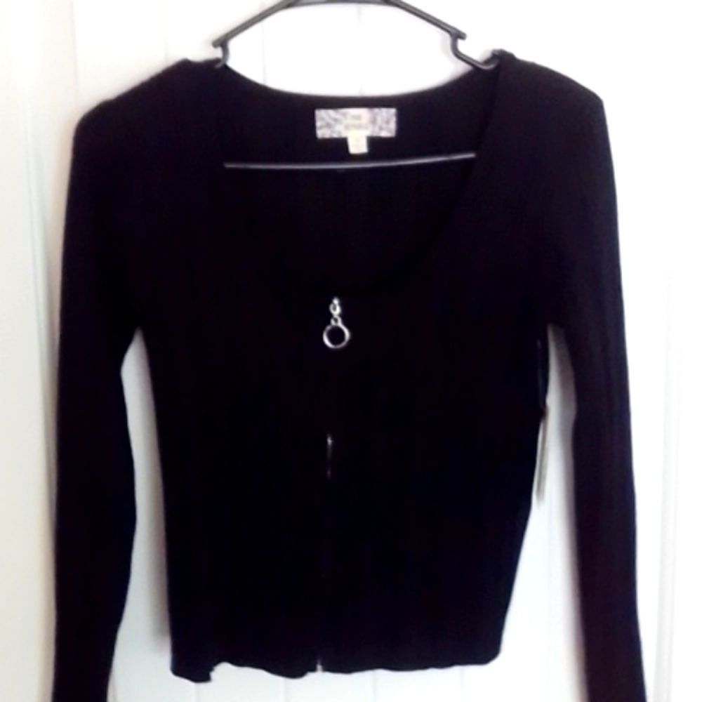 Black front zipper sweater